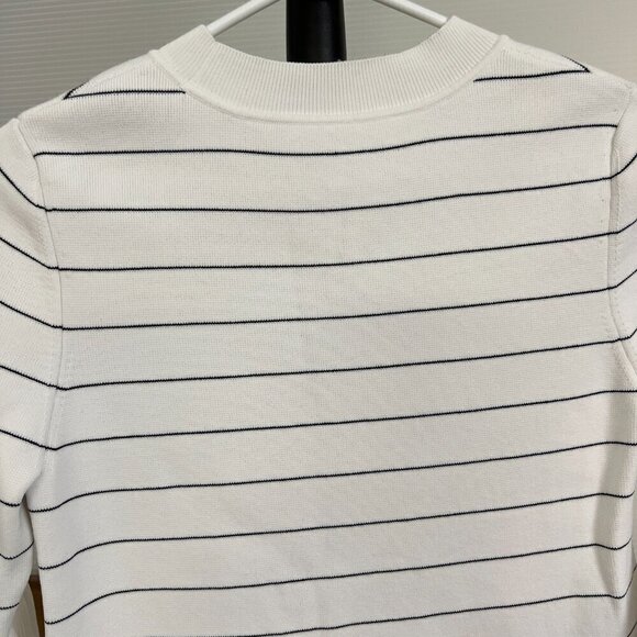 Boss Hugo Boss Fenella White Black Stripe Knit Pullover‎ 3/4 Bell Sleeves Sz M - Picture 9 of 16